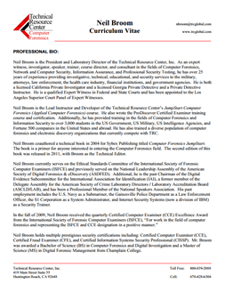 CV for Neil Broom Expert Witness in Computer Forensics Investigations in Jacksonville Florida